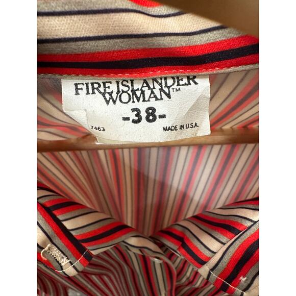 Vintage Fire Islander Plus Sized Red Striped Blouse XL - Picture 10 of 13